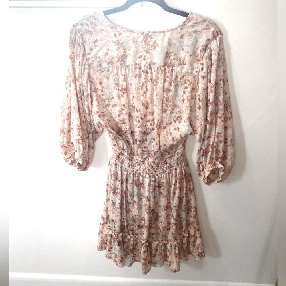 Lovestitch Floral Sheer Flowy Mini Dress Sz Small Boho Romantic Cottage Romantic - Picture 12 of 15